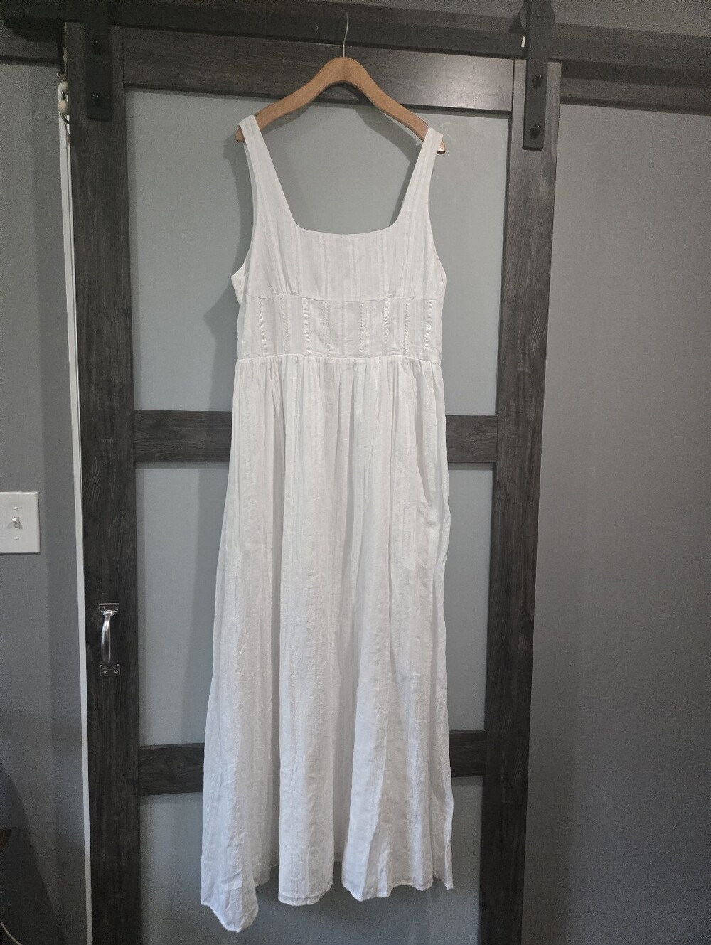 Princess Polly Lorinda White 100% Cotton Square Neck Maxi Dress Size 12